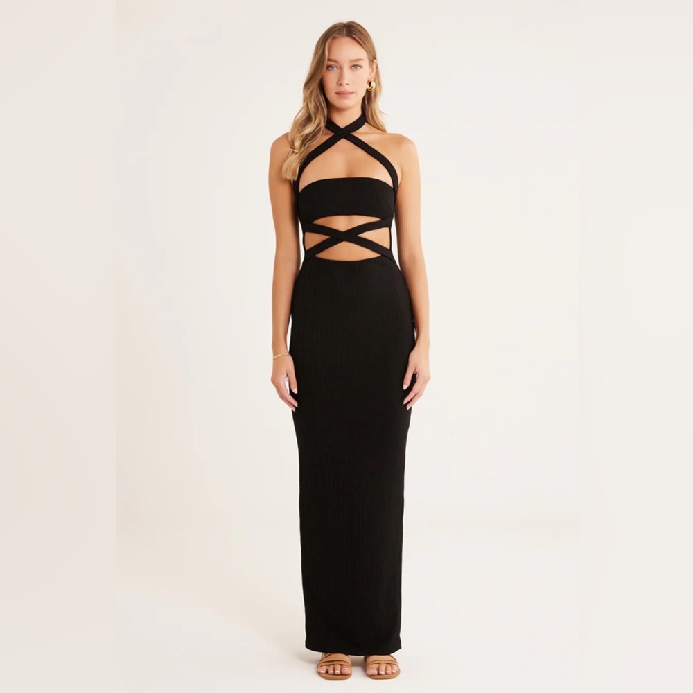 RUMER | NWT Sorrento Halter Cut Out Maxi Dress In Black summer‎ wedding party